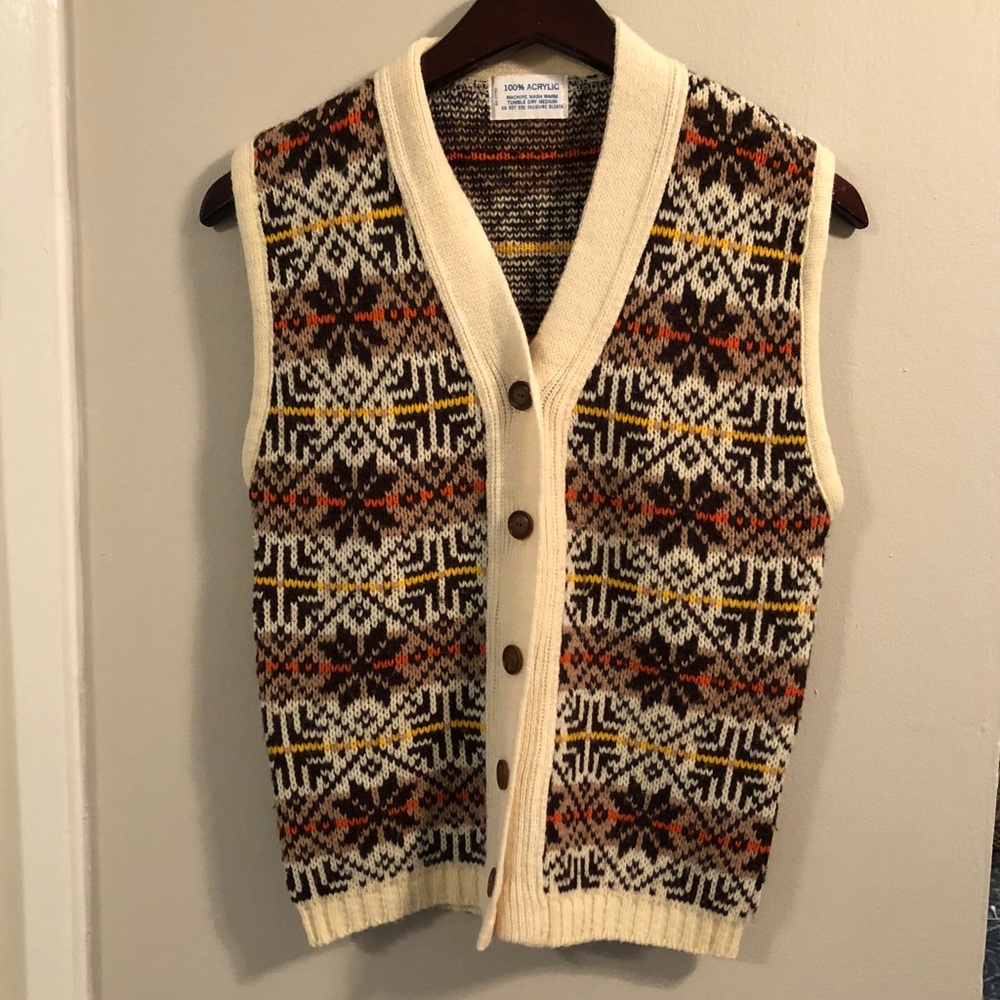 Vintage 70’s Sweater Vest Ugly Christmas Sz Sm